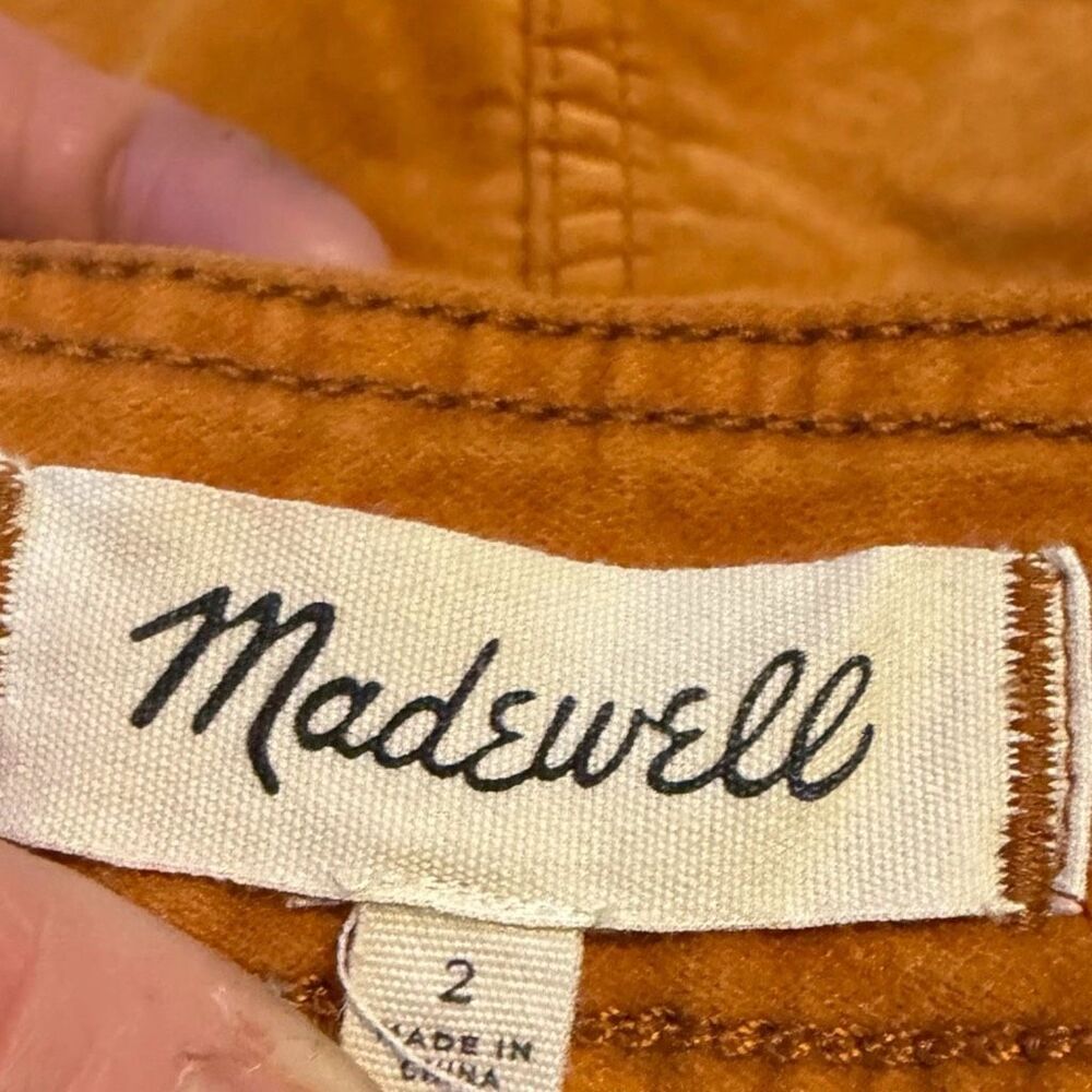 MADEWELL Women’s Burnt Orange Velveteen A-Line Button Front Mini Skirt Size 2 - Picture 4 of 6